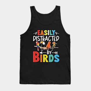 Easily Distracted By Birds Funny Colorful Birding Tank Top